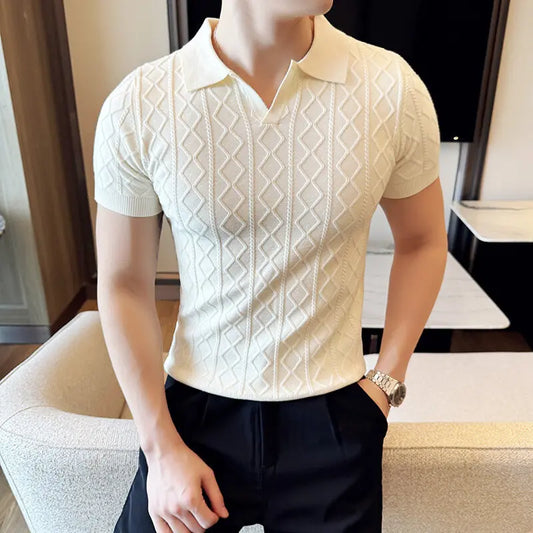 Spring Summer New Men's Polo Collar Slim Fit