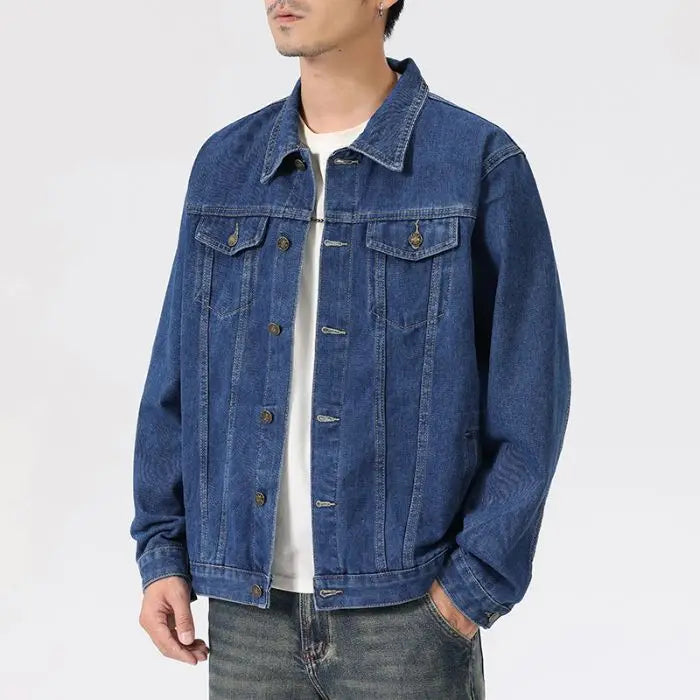 Men's Denim Jackets Autumn American Retro Washed Wear Resistant Distressed Tops Oversized Lapel Multicolor Coat