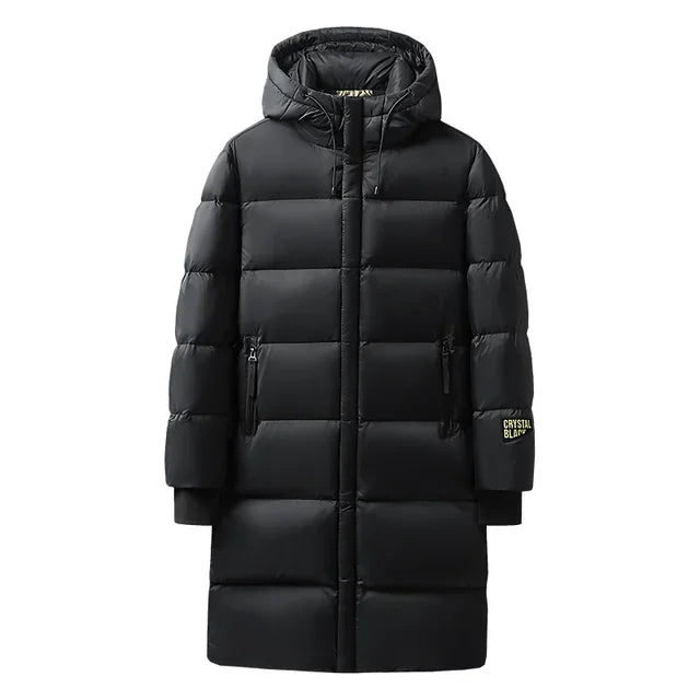 Warm Thick Long Down Jacket Coat Mens Hooded Waterproof Black Gold Puffer Jacket Men Casual Windproof Parkas Male Winter New Men