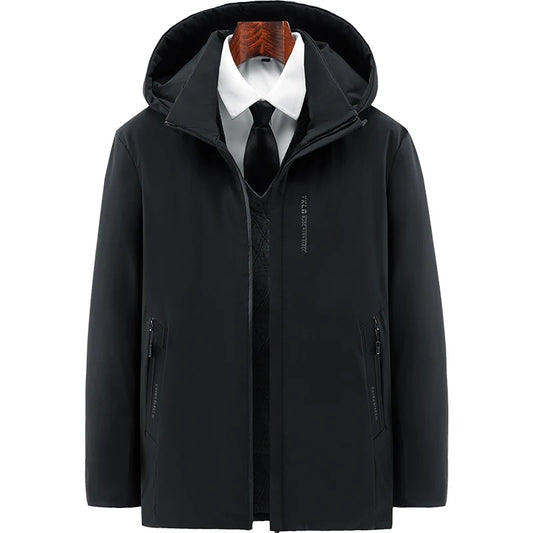 Men Fashion Hooded Windproof Hooded Thick Fleece Warm Casual Thicken Cotton Jacket Winter Parka