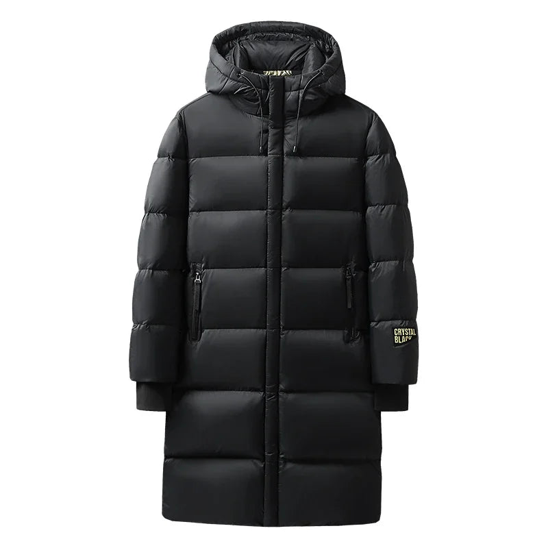 Warm Thick Long Down Jacket Coat Mens Hooded Waterproof Black Gold Puffer Jacket Men Casual Windproof Parkas Male Winter New Men