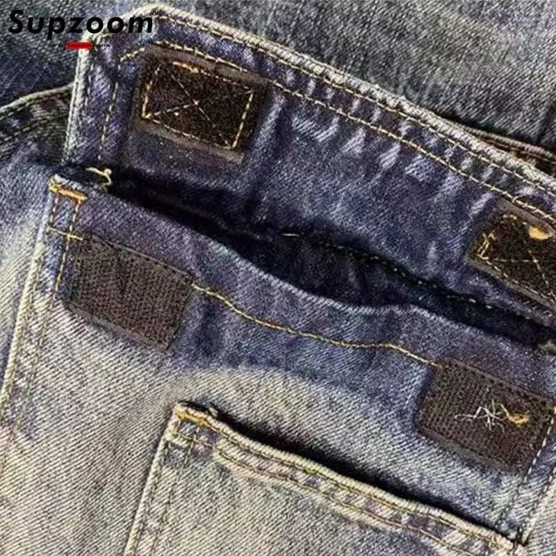 Supzoom New Arrival Top Fashion Cross Vintage Autumn And Winter Casual Design Loose Straight Embroidery Denim Men Jeans