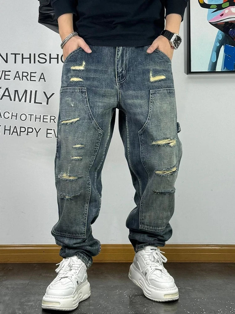Men'S Clothing Streetwear Denim Cargo Men Pants Harajuku Trousers