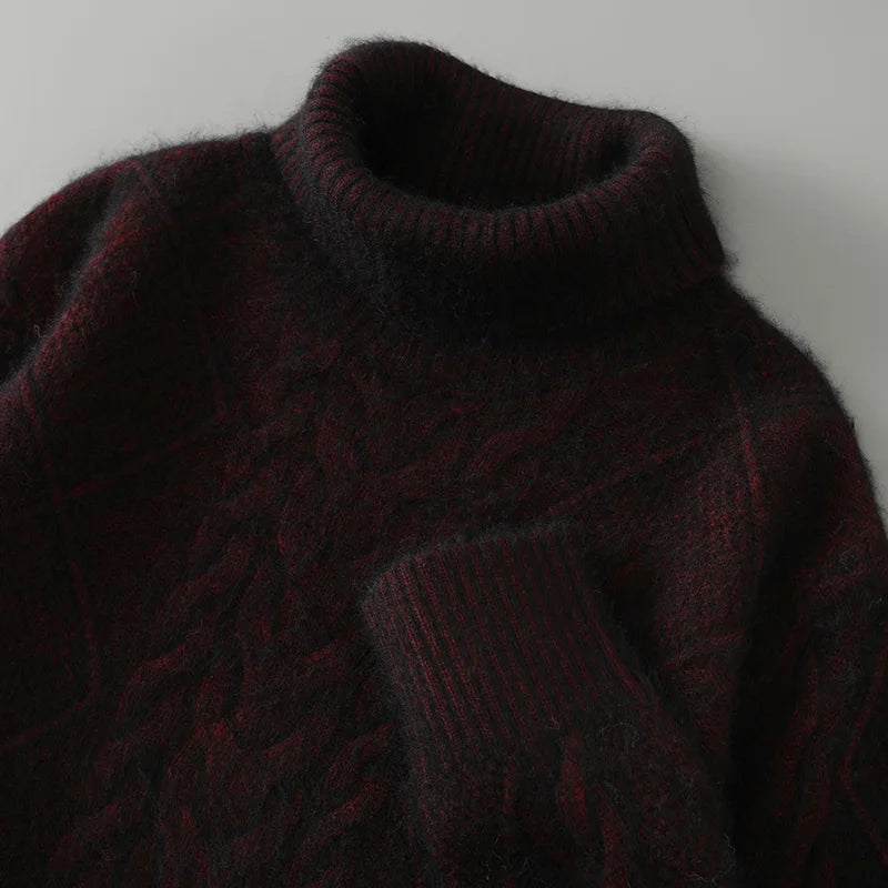 ANGEL Men Turtleneck Pullover Long Sleeve Cashmere Thick Sweater Autumn Winter 100% Mink Cashmere Knitwear Smart Casual Clothing