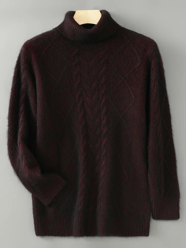 ANGEL Men Turtleneck Pullover Long Sleeve Cashmere Thick Sweater Autumn Winter 100% Mink Cashmere Knitwear Smart Casual Clothing