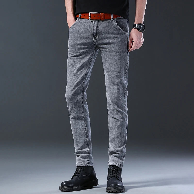 New style jeans, men's slim fit, casual denim pants