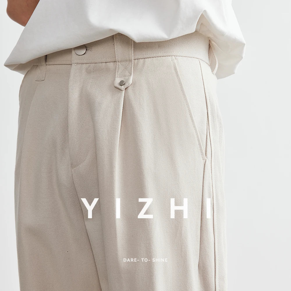 2025 New Lyocell Tencel Straight Drape Casual Pants Men's Spring New All-match Loose Suit Pants Fashionable High-end Pants