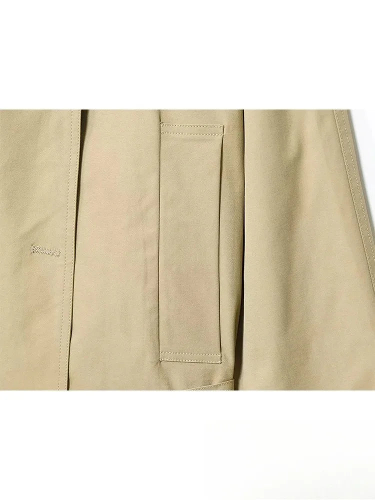 KONDALA Office Lady Khaki Suits Women Long Sleeve Sashes Button Trench Jakcets Wide Leg Button Shorts Fashion 2025 Autumn Suits