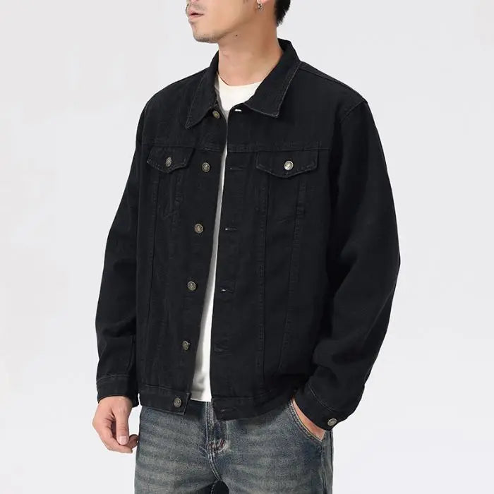 Men's Denim Jackets Autumn American Retro Washed Wear Resistant Distressed Tops Oversized Lapel Multicolor Coat