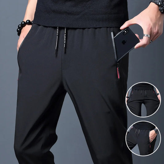 Summer men's ice silk quick drying casual pants slim fit