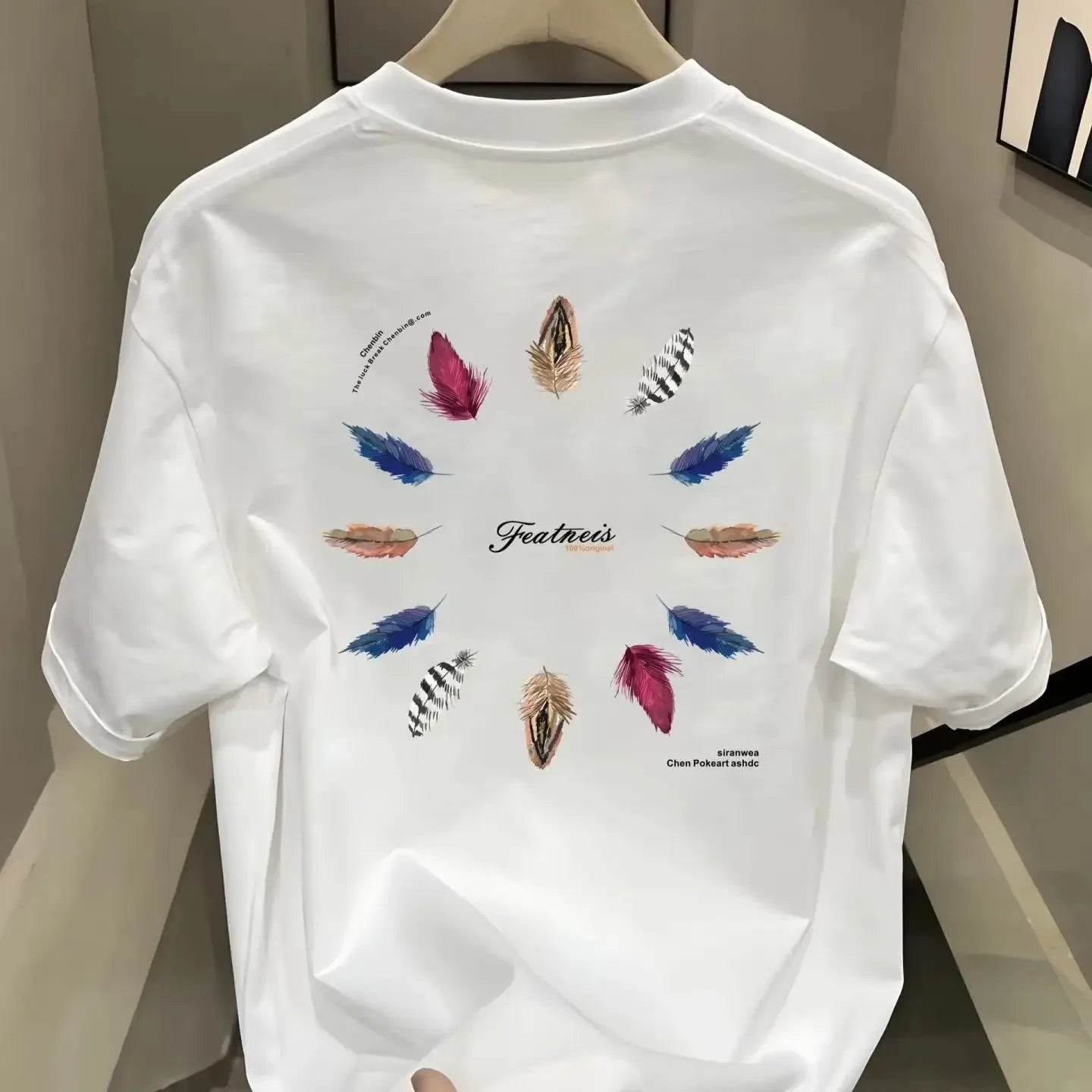 Baggy Men's 100℅ Cotton T-shirt O Neck Print Male Tees Shirts Clothing Casual