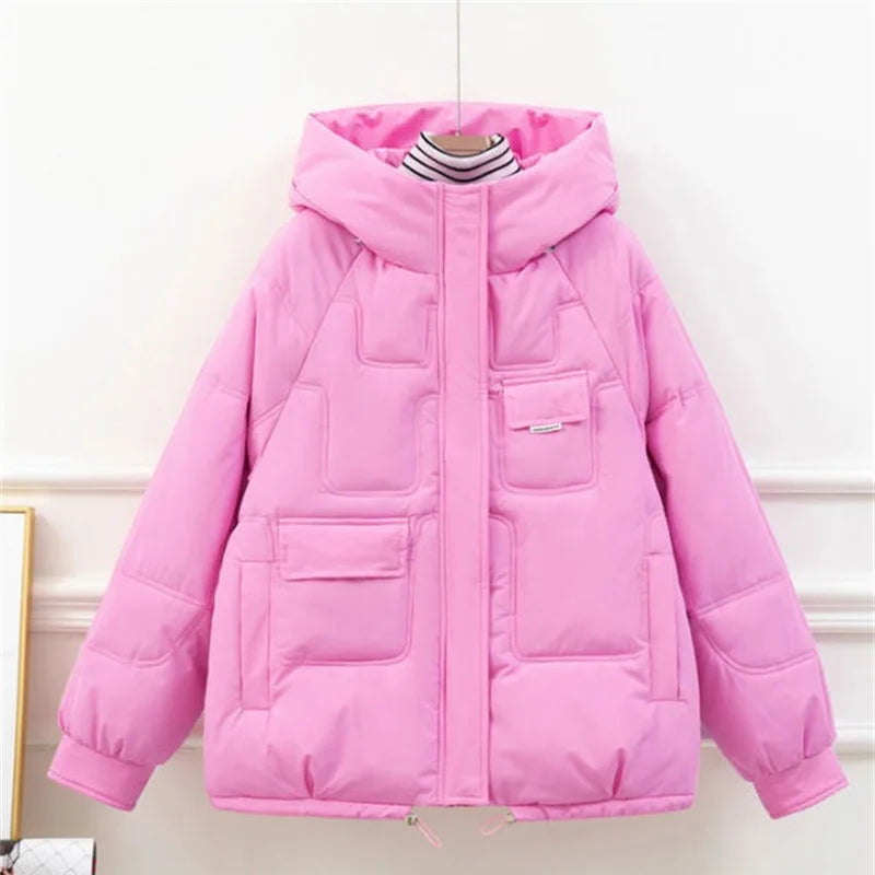 Winter Women Jacket Warm Parkas 2024 New Female Thicken Coat Cotton Padded Hooded Outwear Loose Snow Jacket Puffer Coat