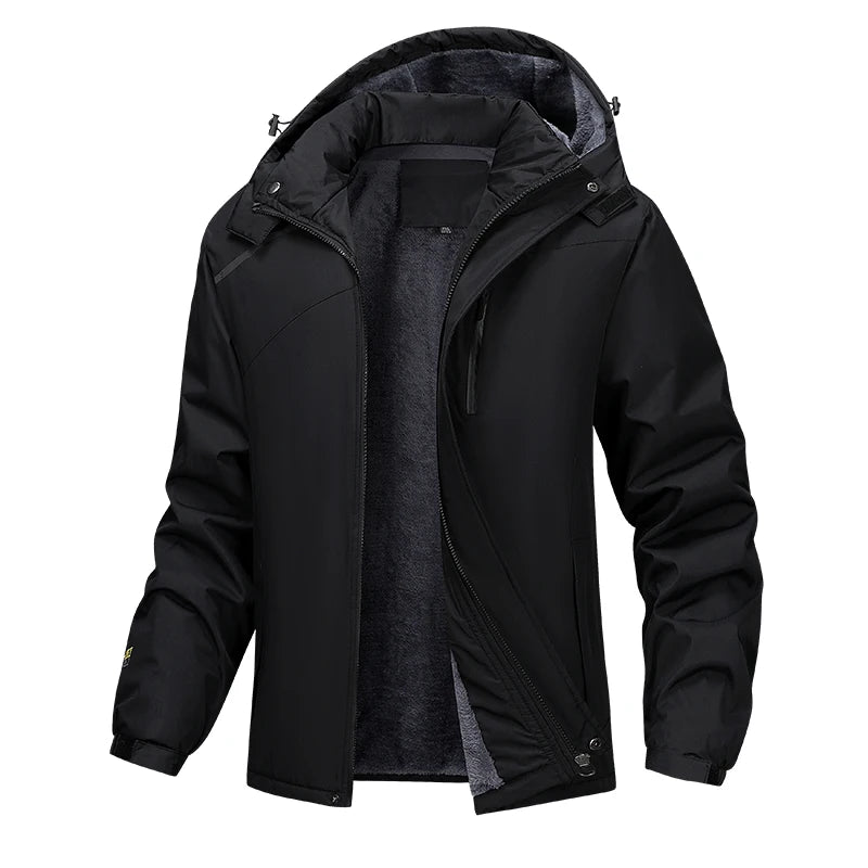 Men Casual Thicken Warm Cotton Padded Jacket Mens Fashion Hooded Outdoor Windproof Coat Parkas Plus Size Waterproof