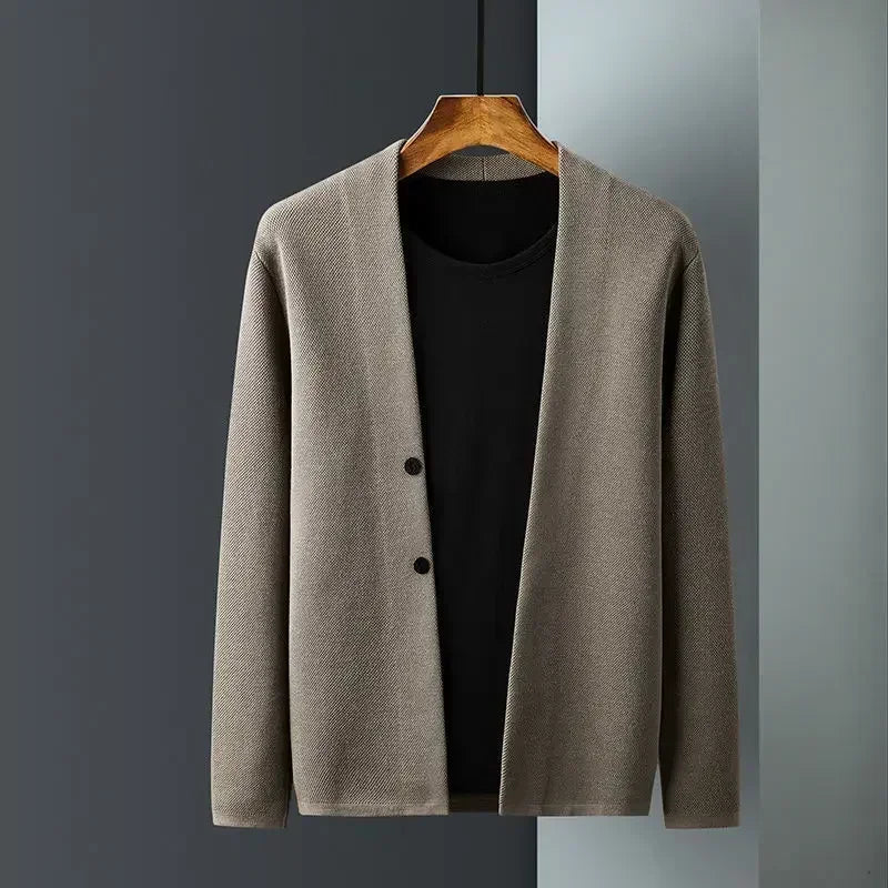 Man Clothes Solid Color Business Black Knitted Sweaters for Men