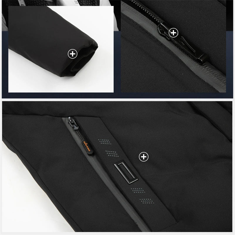 New Male Winter Jacket Men Hooded Long Coat Fleece Mens Jackets Outwear Windproof