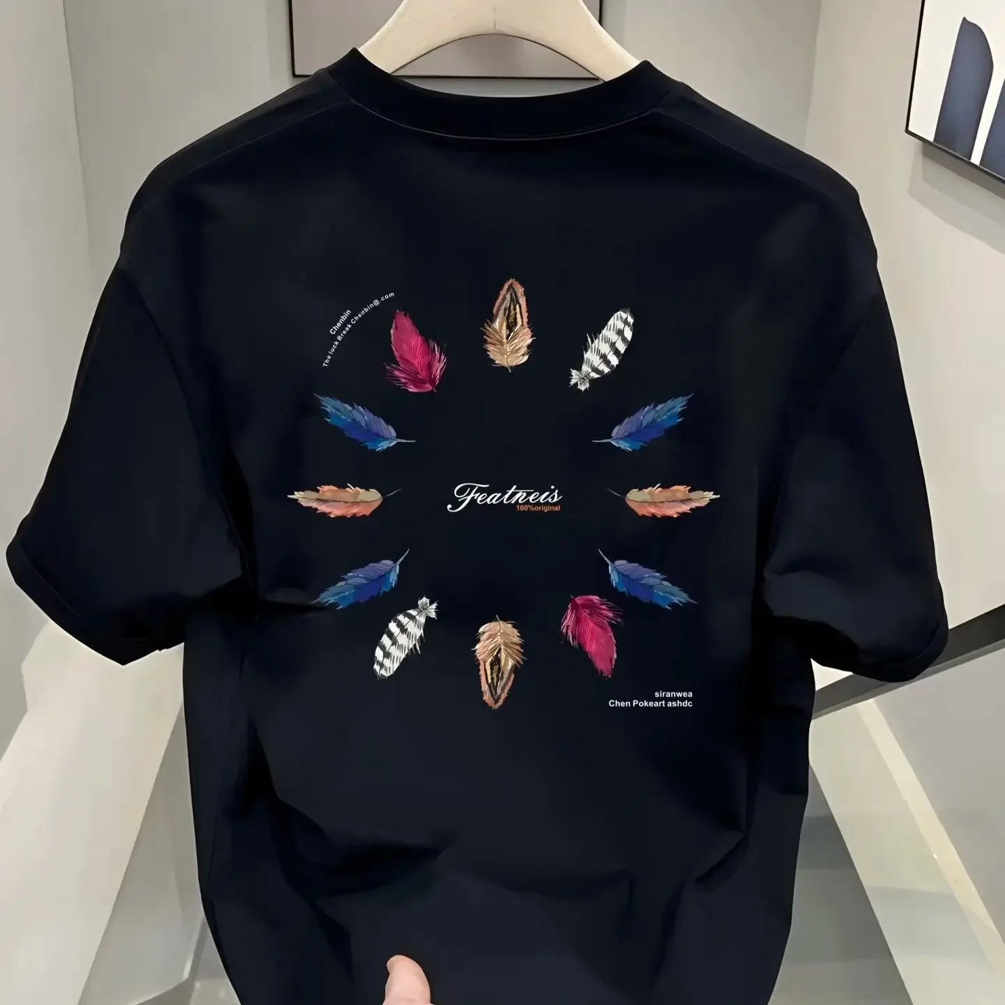 Baggy Men's 100℅ Cotton T-shirt O Neck Print Male Tees Shirts Clothing Casual