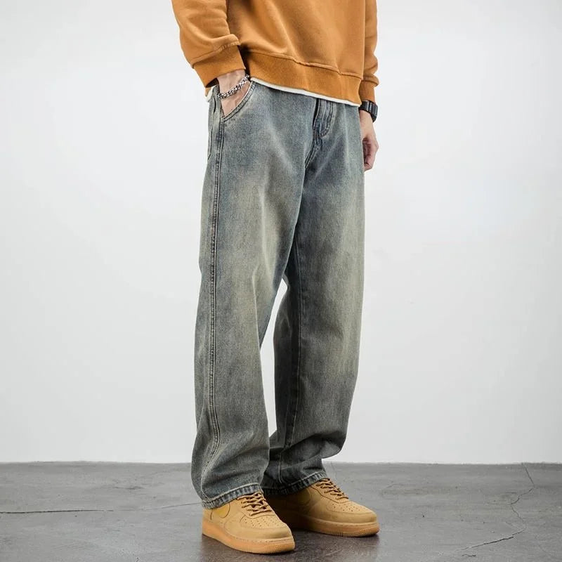 Men's Jeans Retro Cargo Trousers Straight Man Cowboy Pants Punk Washed Luxury Designer 2025 Trend Y2k Vintage  Style Baggy