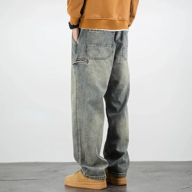Men's Jeans Retro Cargo Trousers Straight Man Cowboy Pants Punk Washed Luxury Designer 2025 Trend Y2k Vintage  Style Baggy