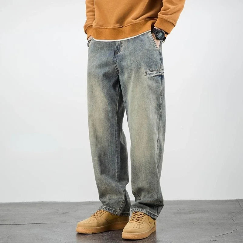 Men's Jeans Retro Cargo Trousers Straight Man Cowboy Pants Punk Washed Luxury Designer 2025 Trend Y2k Vintage  Style Baggy