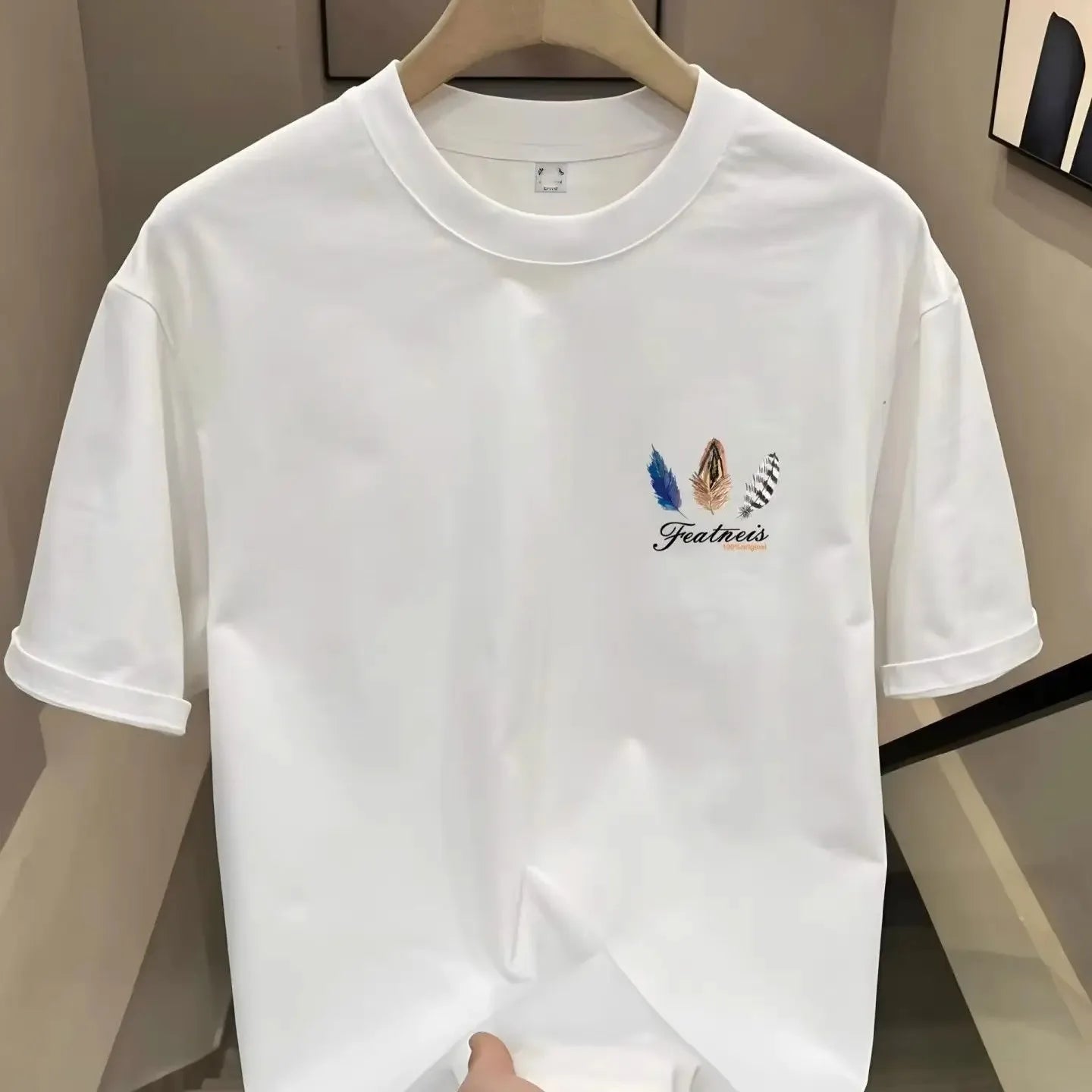 Baggy Men's 100℅ Cotton T-shirt O Neck Print Male Tees Shirts Clothing Casual