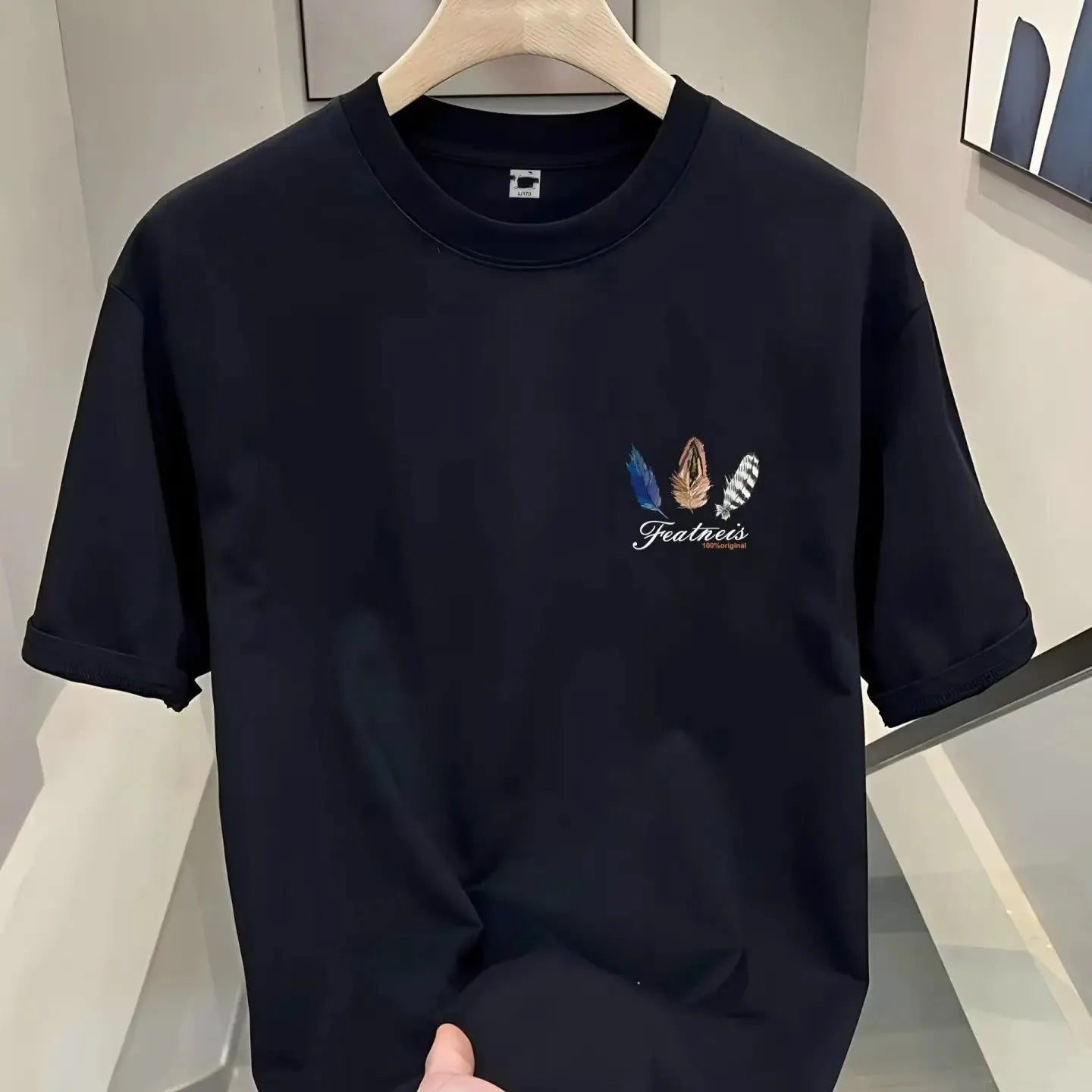 Baggy Men's 100℅ Cotton T-shirt O Neck Print Male Tees Shirts Clothing Casual