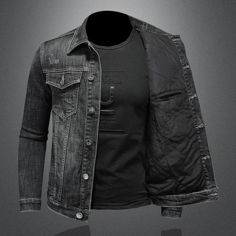 Autumn Winter Men Warm Denim Jacket Mens Retro Motorcycle Punk Streetwear Thick Coats Male Cotton Liner Cowboy Outwear 4XL