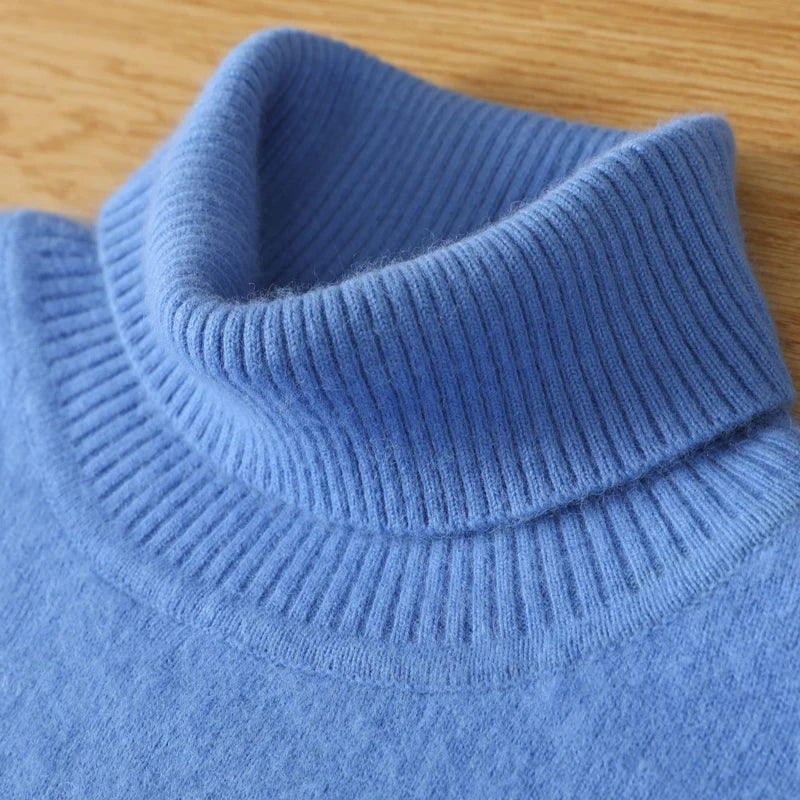 Men's Turtleneck 100% Mink Cashmere Sweater Men 2025 Autumn and Winter Loose Knitted Sweater Keep Warm Top Men Jumper
