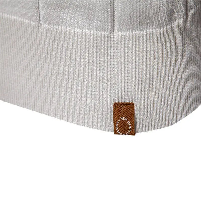 New men's business casual short-sleeved fashion trend knitted POLO shirt with lapel and half-zip pullover design.