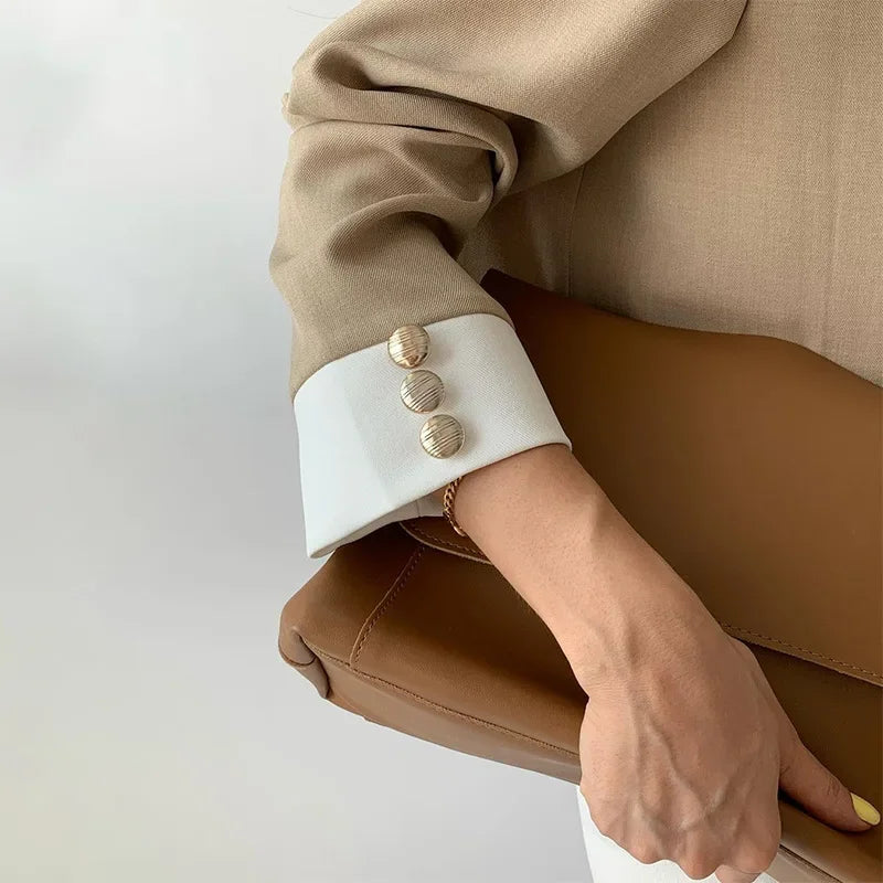 Spring Women Version Temperament Professional Set Office Lady Loose Relaxed British Style Suit Two Piece Set Woman Pants Suits