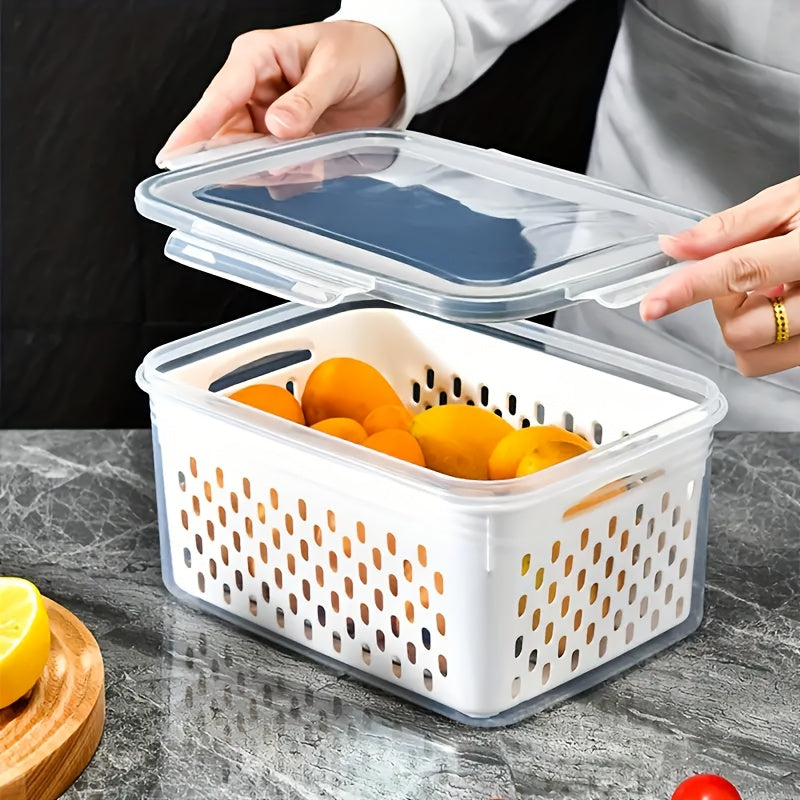 9pcs BPA Immune Plastic Food Storage Containers with Drainage Basket & Lid - Leakproof, Reusable, Multi-Functional Kitchen Organizer for Fruits, Vegetables